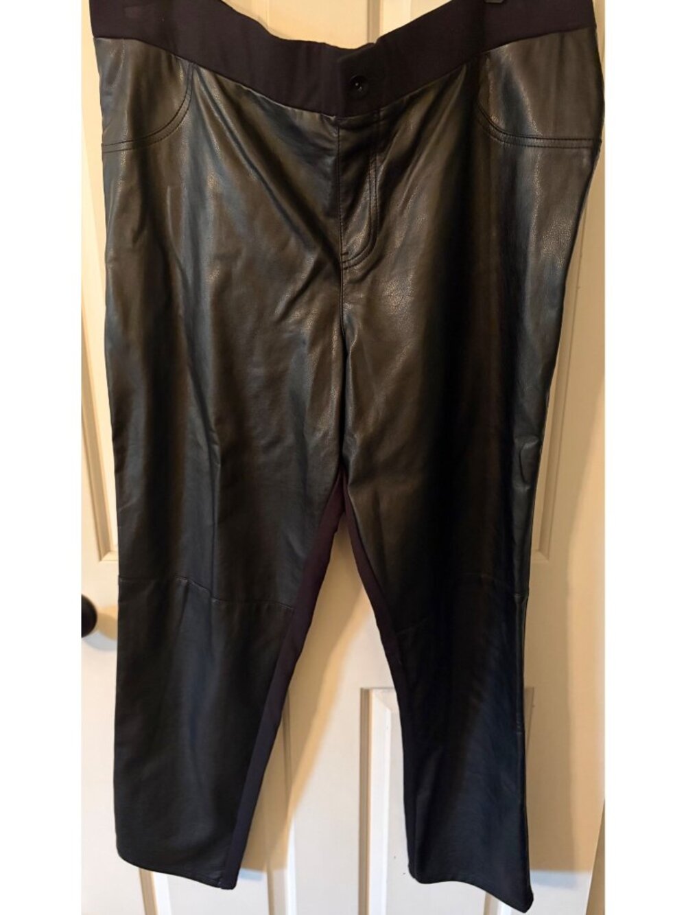 Lane Bryant High-waisted Black Faux Leather Pants Stretch Waistband Size 22